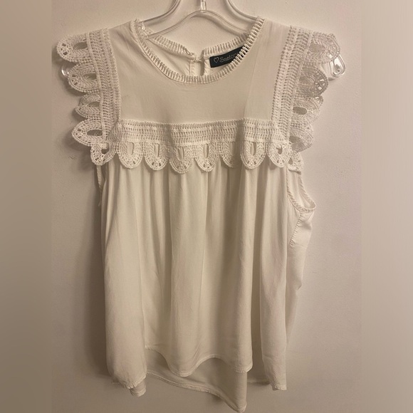 Santory Coquette Core MEDIUM Lace Blouse Sleeveless White - Picture 1 of 8